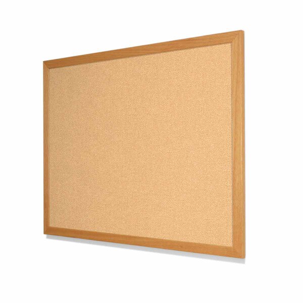 Type II Woven Vinyl Koroseal Linden Golds Hill Cork Board with Red Oak Frame